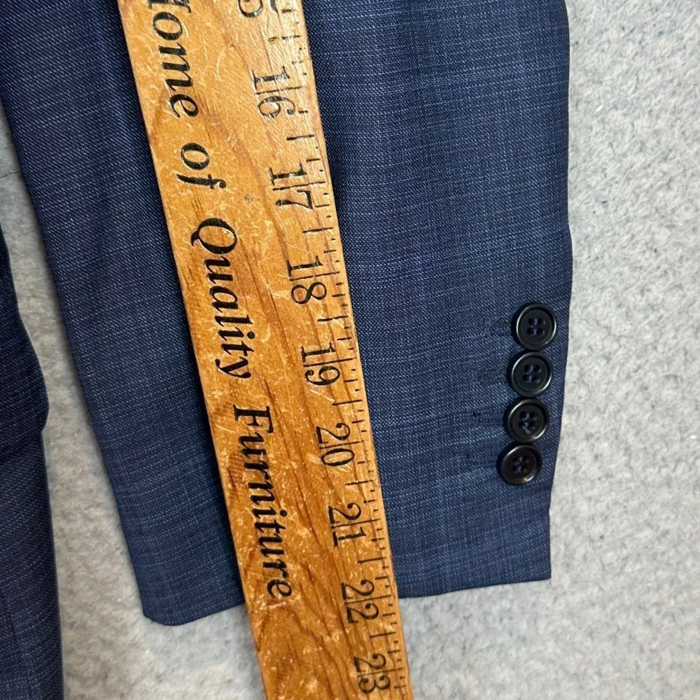 Emporio Armani G Line Virgin Wool Blazer Mens 42 Navy Blue Glen Plaid Sport Coat